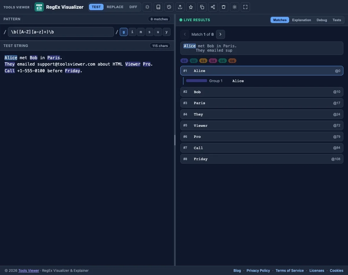 RegEx Visualizer Online Guide — Test & Explain Regex